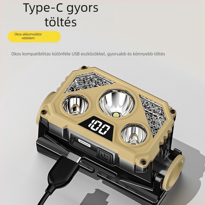 Új, éjjellátó horgászatra alkalmas, intelligens járőr fejre szerelhető, hosszú élettartamú, erős fényű, nagy fényerejű kültéri, mini újratölthető LED-es fejlámpa