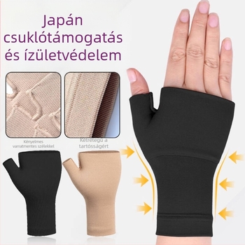 Sport nagy rugalmasságú nyomású tenyérínhüvely ízületi rándulásgátló csukló kültéri fitnesz kerékpáros kompressziós félujjas kesztyű