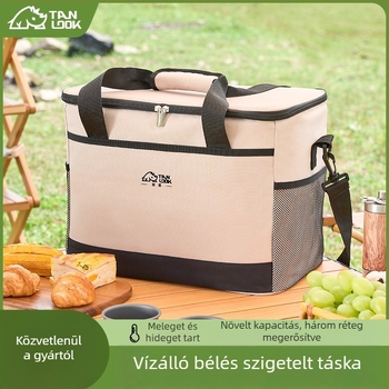 Felfedező szigetelő táska kültéri, határokon átnyúló jégzsák hordozható kemping kültéri nagy kapacitású vízálló otthoni hidegszigetelő piknik táska