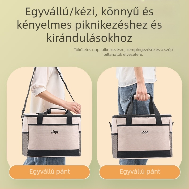 Felfedező szigetelő táska kültéri, határokon átnyúló jégzsák hordozható kemping kültéri nagy kapacitású vízálló otthoni hidegszigetelő piknik táska