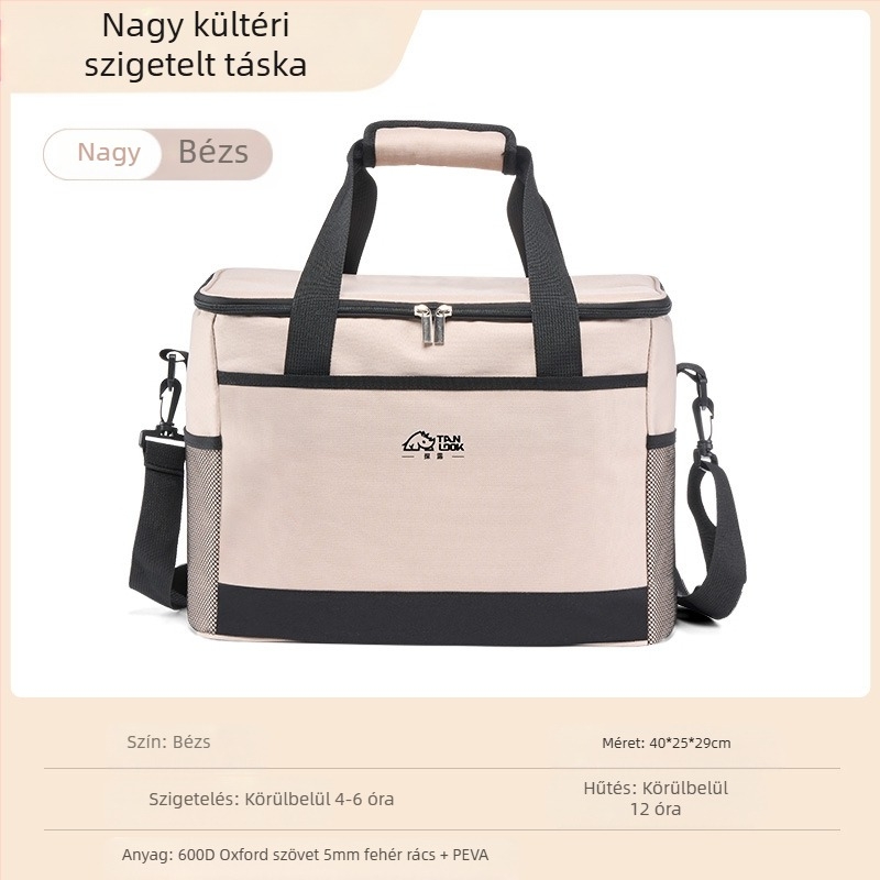 Felfedező szigetelő táska kültéri, határokon átnyúló jégzsák hordozható kemping kültéri nagy kapacitású vízálló otthoni hidegszigetelő piknik táska