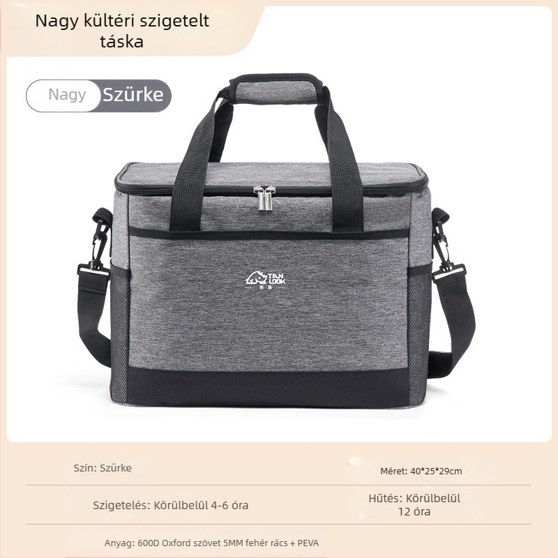 Felfedező szigetelő táska kültéri, határokon átnyúló jégzsák hordozható kemping kültéri nagy kapacitású vízálló otthoni hidegszigetelő piknik táska