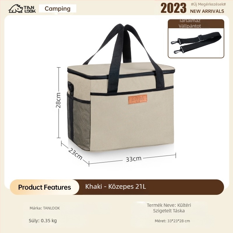 Felfedező szigetelő táska kültéri, határokon átnyúló jégzsák hordozható kemping kültéri nagy kapacitású vízálló otthoni hidegszigetelő piknik táska