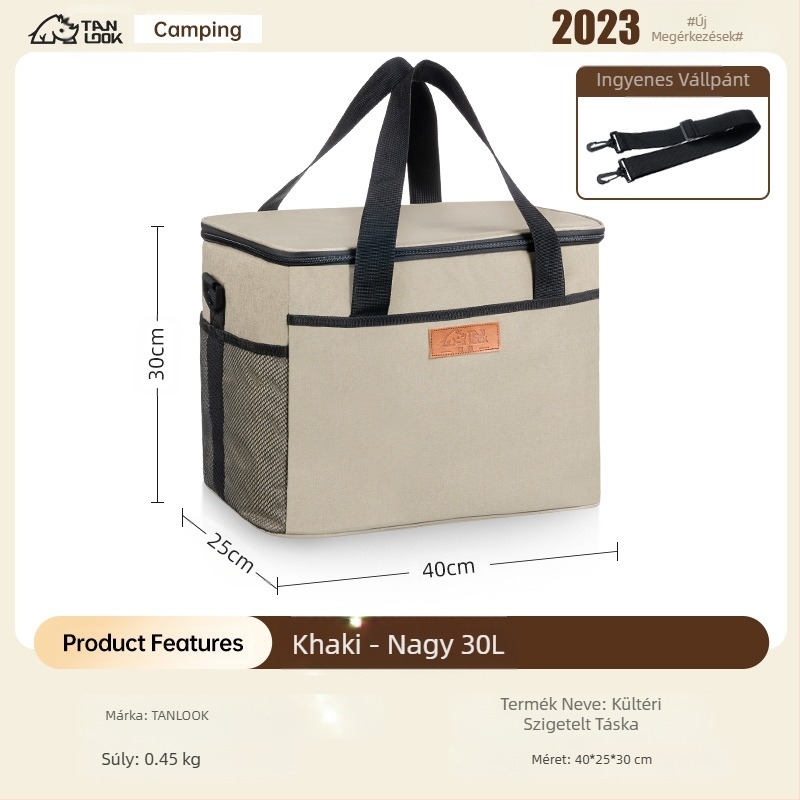 Felfedező szigetelő táska kültéri, határokon átnyúló jégzsák hordozható kemping kültéri nagy kapacitású vízálló otthoni hidegszigetelő piknik táska