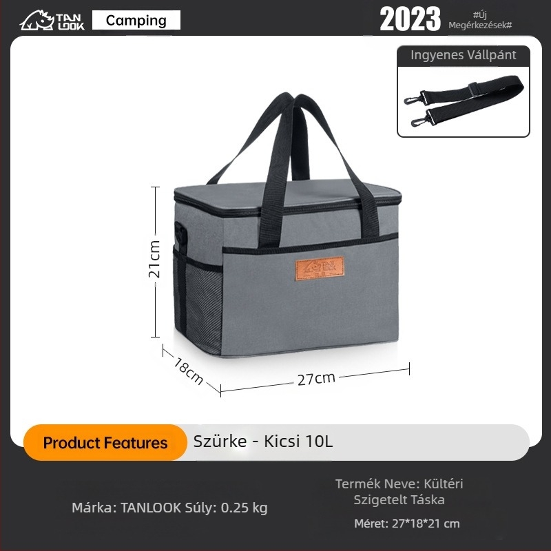 Felfedező szigetelő táska kültéri, határokon átnyúló jégzsák hordozható kemping kültéri nagy kapacitású vízálló otthoni hidegszigetelő piknik táska