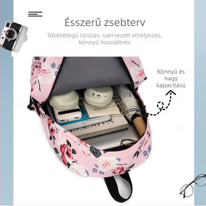 Háromrészes, alkalmi hátizsák, szigetelt táska, határokon átnyúló, új, divatos, virágmintás, egyszerű hátizsák, nagy kapacitású iskolatáska