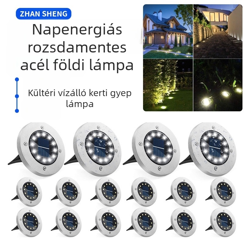 Napelemes földbe süllyesztett lámpák kültéri gyeplámpák dekoratív lámpák rozsdamentes acél udvari hangulatvilágítás udvari dekoráció