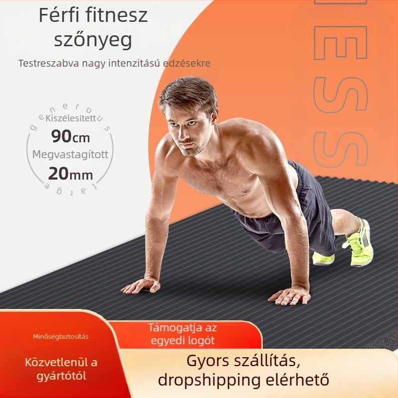Férfi fitneszszőnyeg kezdőknek, jógaszőnyeg, vastagított, szélesített, hosszú, csúszásmentes sportjógaszőnyeg, csúszásmentes otthoni használatra