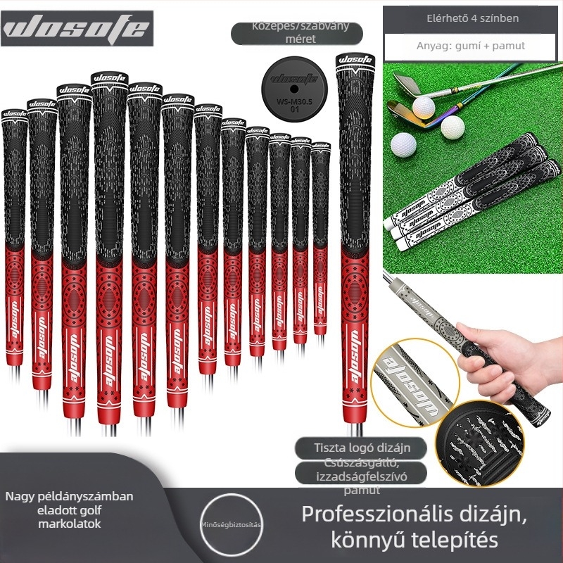 Új golfvas, gumi, pamut szálas markolat, gyakorlóütő markolat, szín, csúszásmentes, standard, közepes méret