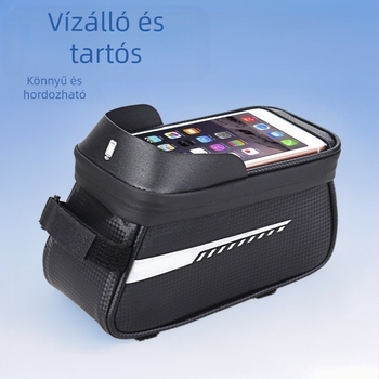 Kerékpár első gerenda táska Hegyi kerékpár mobiltelefon tárolótáska Kerékpár elülső akasztós csomag Vízálló táska Lovaglófelszerelés kiegészítők