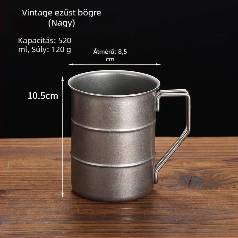 Retro ipari stílusú söröspohár, 304 rozsdamentes acél bögre, háztartási vizespohár, kreatív, kopott, kültéri kempingpohár