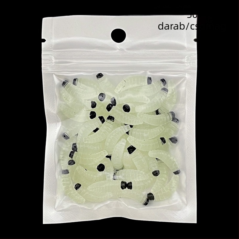 Határokon átnyúló Luya csali mártogatós fejű kenyérféreg PVC bionikus kukac vörös fejű puha csali hamis csali csomagolás nagykereskedelem