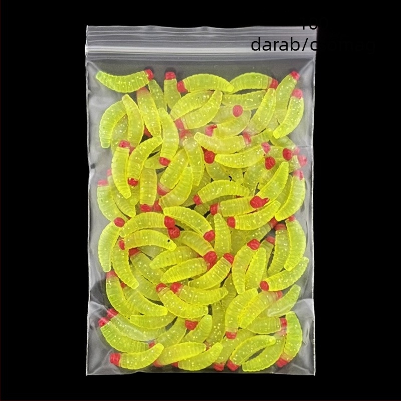 Határokon átnyúló Luya csali mártogatós fejű kenyérféreg PVC bionikus kukac vörös fejű puha csali hamis csali csomagolás nagykereskedelem