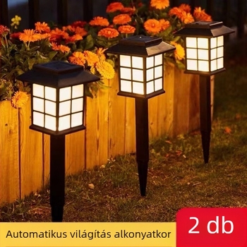 Napelemes kis palotalámpa LED-es kis házlámpa udvari állólámpa ház kert kültéri díszvilágítás