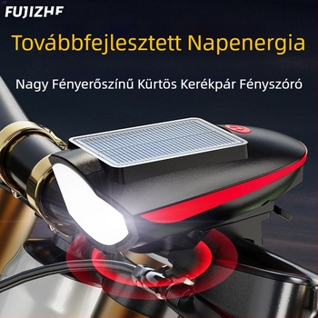 Kerékpárlámpa fényszóró napelemes kürtlámpa USB újratölthető fényszóró kerékpár zseblámpa napelemes lámpa