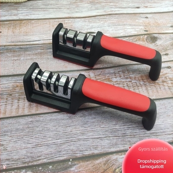 Késélező volfrám acél háromfokozatú fenőkő háztartási konyhai késélező műélező kő kézi gyorsélező eszköz