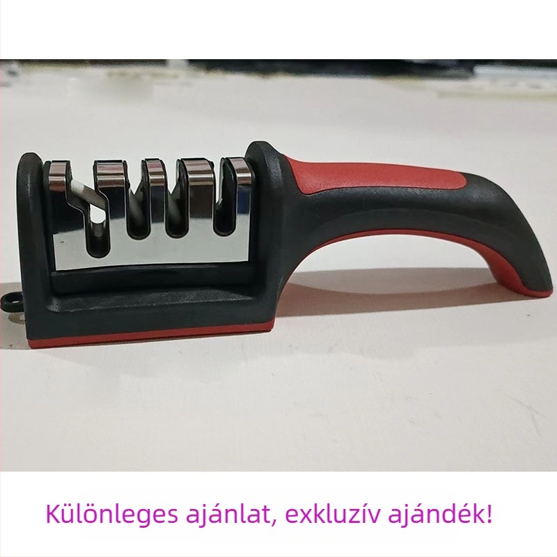 Késélező volfrám acél háromfokozatú fenőkő háztartási konyhai késélező műélező kő kézi gyorsélező eszköz