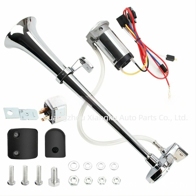 A gyártó 17 hüvelykes, 450 mm-es, 12 V-os autós kürtöt, egycsöves sípot, módosított kürtöt, szuper hangos, autóba szerelhető hangot kínál