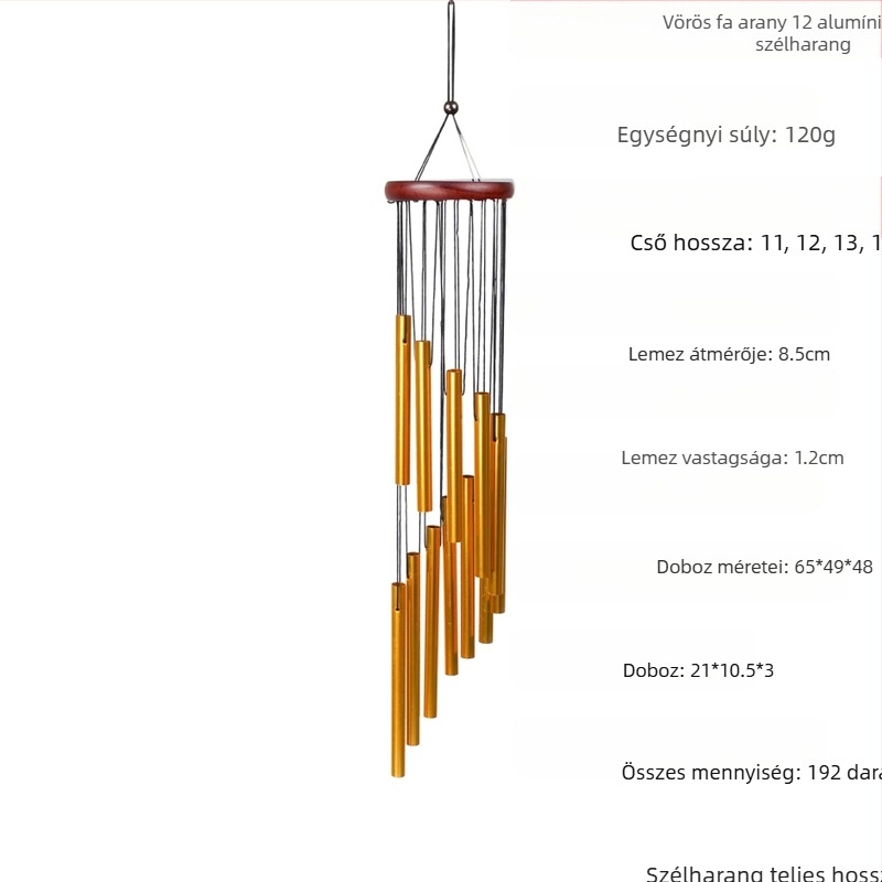 Fém szélcsengő 12 csöves alumínium cső medál otthoni erkély medál határokon átnyúló Temu emlékajándék nagykereskedelmi csengő