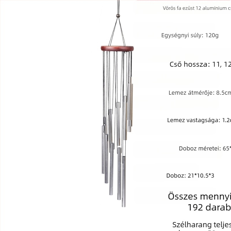 Fém szélcsengő 12 csöves alumínium cső medál otthoni erkély medál határokon átnyúló Temu emlékajándék nagykereskedelmi csengő