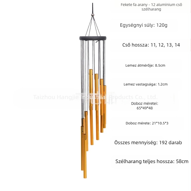 Fém szélcsengő 12 csöves alumínium cső medál otthoni erkély medál határokon átnyúló Temu emlékajándék nagykereskedelmi csengő