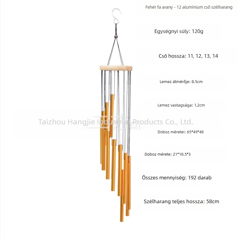 Fém szélcsengő 12 csöves alumínium cső medál otthoni erkély medál határokon átnyúló Temu emlékajándék nagykereskedelmi csengő