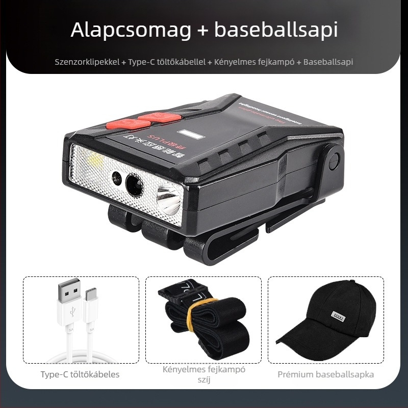 Yinnuo fejlámpa horgászathoz, speciális újratölthető, fejre szerelhető, szuperfényes, mini, ultra könnyű lámpa, kis éjszakai horgászathoz, indukciós sapkás lámpa