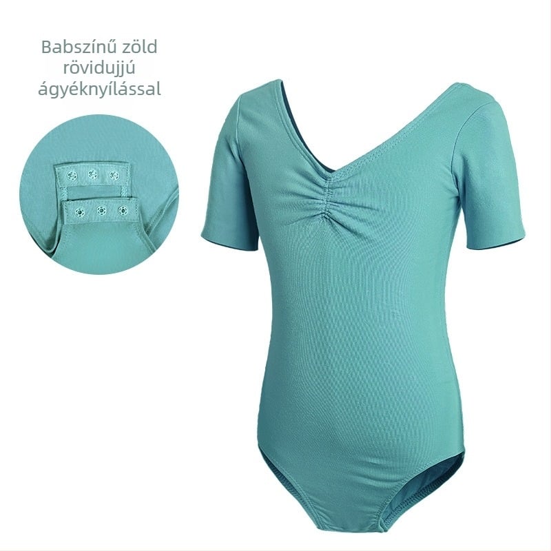 Gyermek táncruházat, Női nyári rövid ujjú táncruha, Lányok balett tornavizsgáló ruházata, Kínai táncgyakorló ruházat