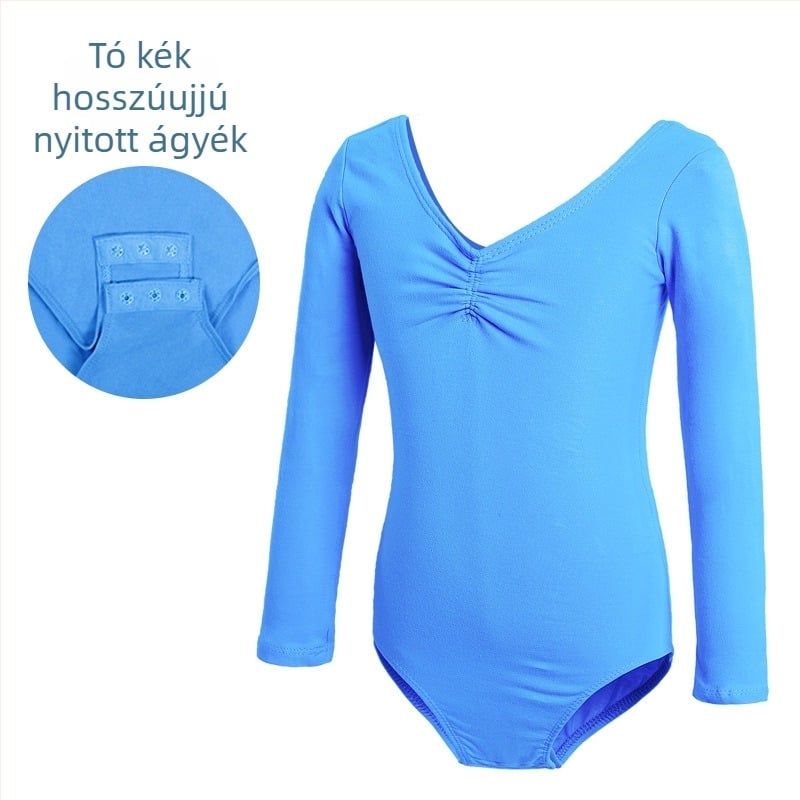 Gyermek táncruházat, Női nyári rövid ujjú táncruha, Lányok balett tornavizsgáló ruházata, Kínai táncgyakorló ruházat