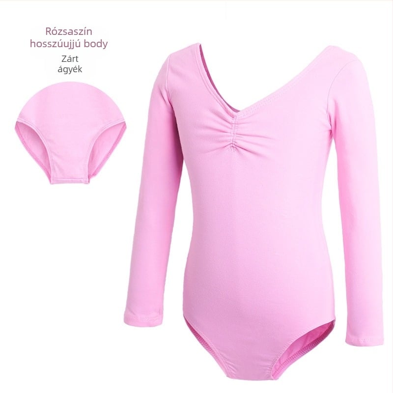 Gyermek táncruházat, Női nyári rövid ujjú táncruha, Lányok balett tornavizsgáló ruházata, Kínai táncgyakorló ruházat