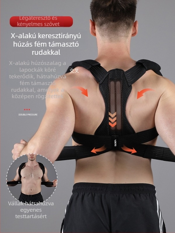 Vbosi testtartás-korrekciós öv tinédzsereknek és felnőtteknek, púposodás elleni acéllemez támasztókorrektor fix gyártó nagykereskedelem
