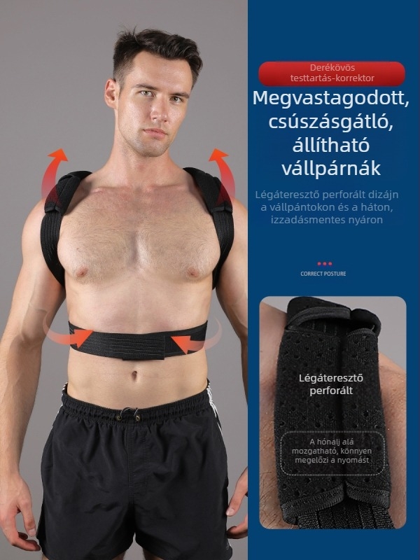Vbosi testtartás-korrekciós öv tinédzsereknek és felnőtteknek, púposodás elleni acéllemez támasztókorrektor fix gyártó nagykereskedelem