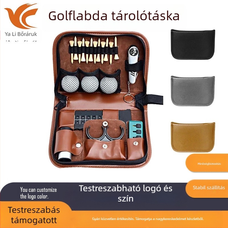 Határokon átnyúló bőr golftáska, kültéri, hordozható, multifunkcionális golfkészlet-tárolótáska logóval