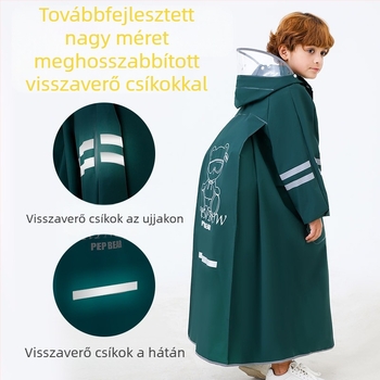 Gyermek esőkabát alsó tagozatos diákoknak, általános iskolás diákoknak, fiúknak, középiskolásoknak (6-18 éveseknek), teljes testes eső elleni speciális elviselhető iskolatáska