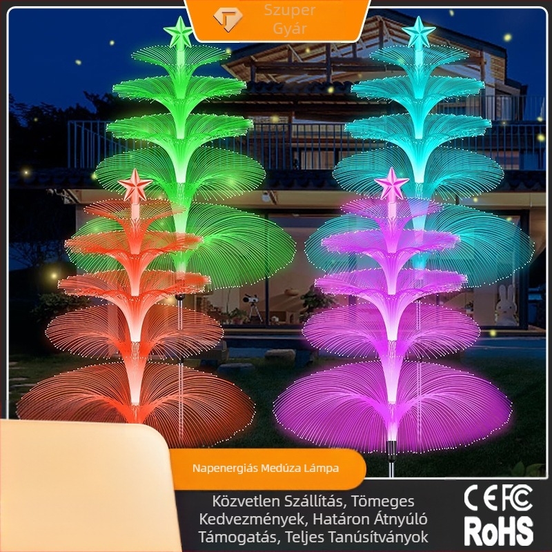 Napelemes Jellylight kültéri vízálló színes száloptikai lámpa karácsonyi udvari kert dekoratív hangulatú tájlámpa