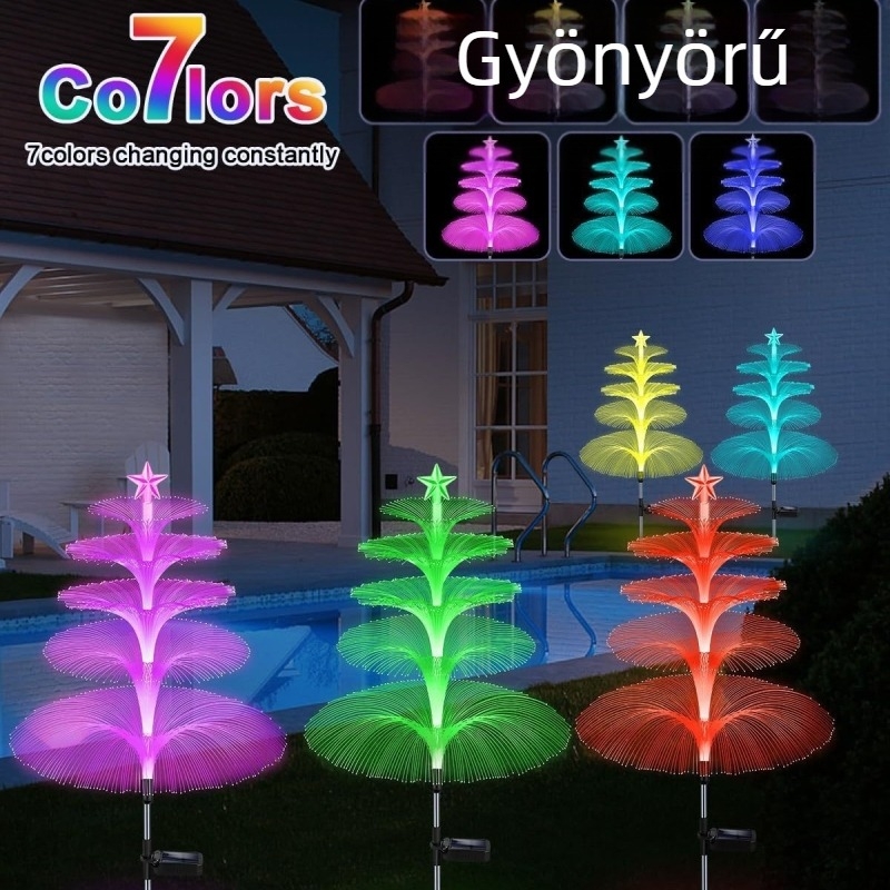 Napelemes Jellylight kültéri vízálló színes száloptikai lámpa karácsonyi udvari kert dekoratív hangulatú tájlámpa