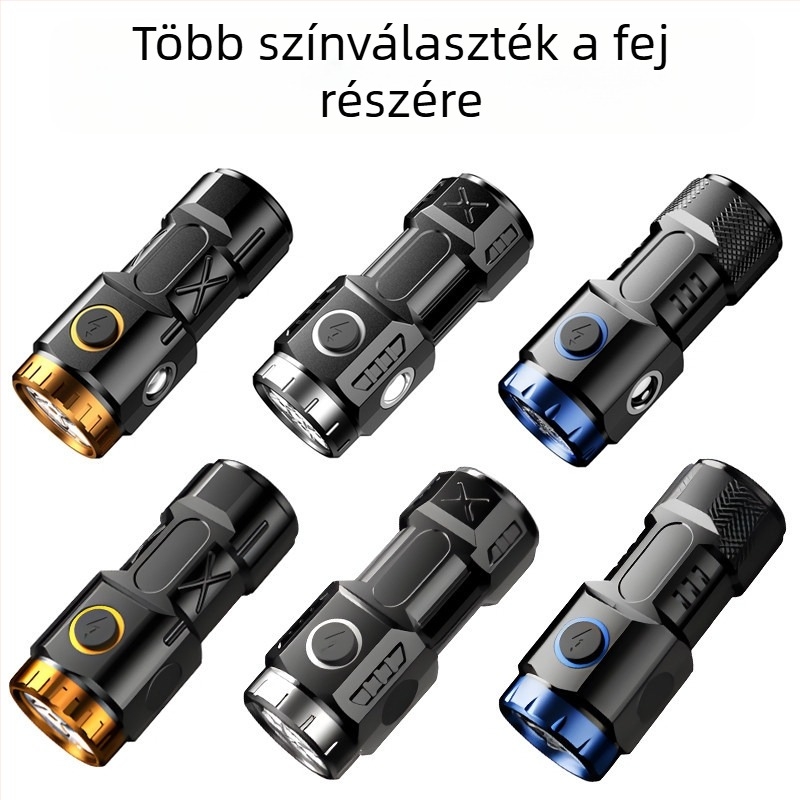 Mini zseblámpa, erős fényű, többfunkciós, hordozható, kültéri, nagy hatótávolságú, újratölthető, hosszú élettartamú, LED-es mágneses szívócsöves, kis csöves
