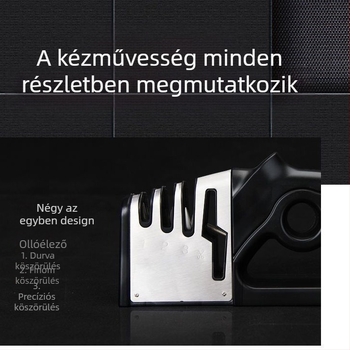 Határokon átnyúló, nagykereskedelmi forgalomban kapható, négy az egyben gyorsélező, konyhakés élező, olló, konyhai eszközök köszörűkő élező