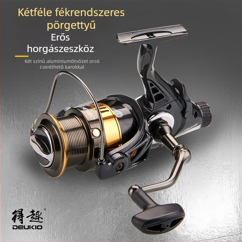 Szórakoztató dupla kirakodású forgó kerék teljes fém drótból készült csésze horgászdrót kerék első és hátsó fék kisütési erő horgászkerék könyvtár pontyozó kerék nagykereskedelem