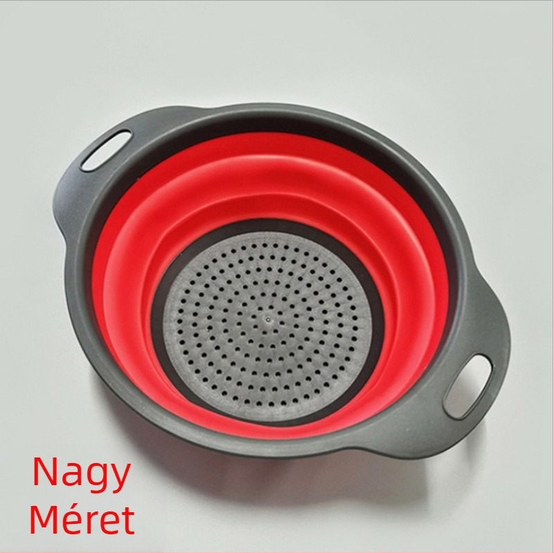 Multifunkcionális konyhai mosogató, kihúzható zöldségmosó, Amoy kosár, kerek, szilikon, összecsukható lefolyókosár