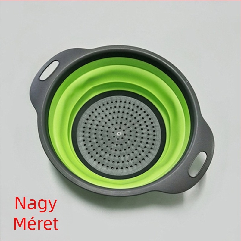 Multifunkcionális konyhai mosogató, kihúzható zöldségmosó, Amoy kosár, kerek, szilikon, összecsukható lefolyókosár