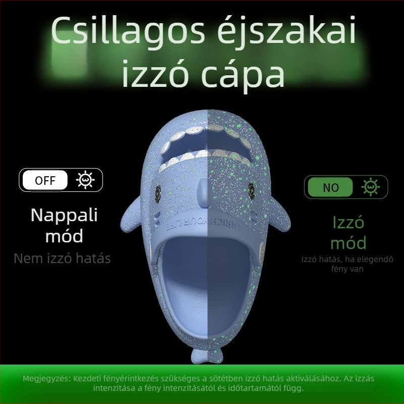 Gyermek cápa világító papucsok nyári fiúknak és lányoknak csúszásgátló puha aljú rajzfilmfigura aranyos gyermek strandcipők baba lyukas cipők