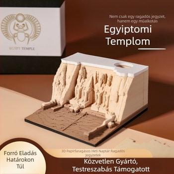 2025-ös naptár ókori egyiptomi templom wenchuang díszek téphető post-it jegyzetek 3d sztereoszkopikus heti naptár papírfaragás jegyzetek