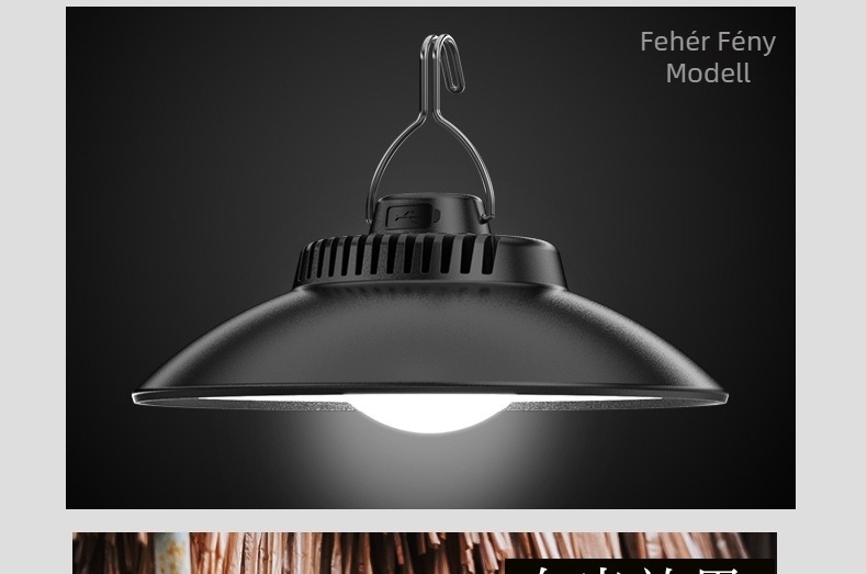 Határokon átnyúló új LED kempinglámpa, meleg fényű hangulatú sátorlámpa, beépített akkumulátorral, kampóval, TYPEC töltésű kempinglámpa