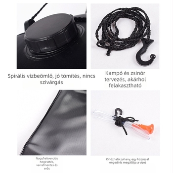 Cross Border kültéri 40 literes kemping zuhanyzsák napelemes fürdőzsák nagy fürdővízzsák összecsukható víztároló táska