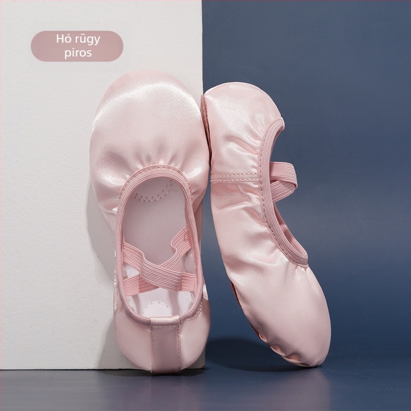 Gyermek tánccipők Női puha talpú kínai gyermek előadás lányoknak tiszta színű szatén balett táncgyakorló test tánccipők