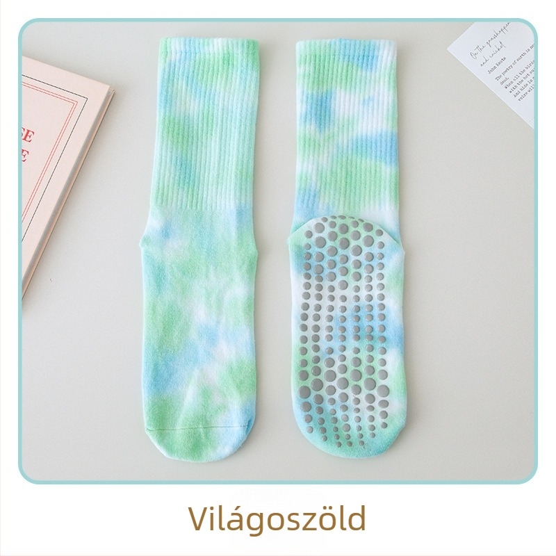 Szilikon csúszásgátló jóga zokni nőknek batikolt középhosszú zokni fésült pamut fitnesz női zokni pilates sport magasszárú zokni