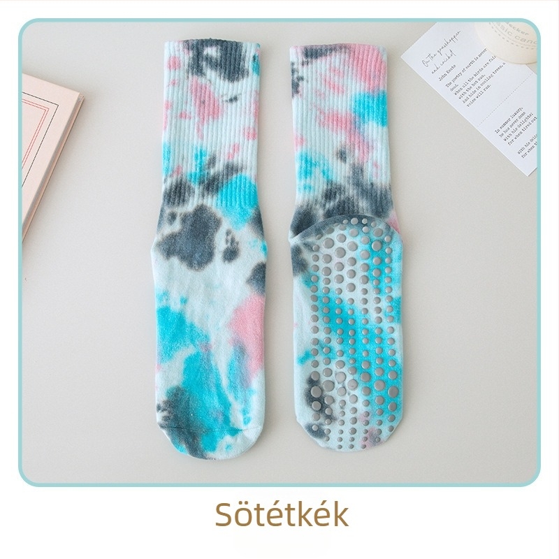 Szilikon csúszásgátló jóga zokni nőknek batikolt középhosszú zokni fésült pamut fitnesz női zokni pilates sport magasszárú zokni