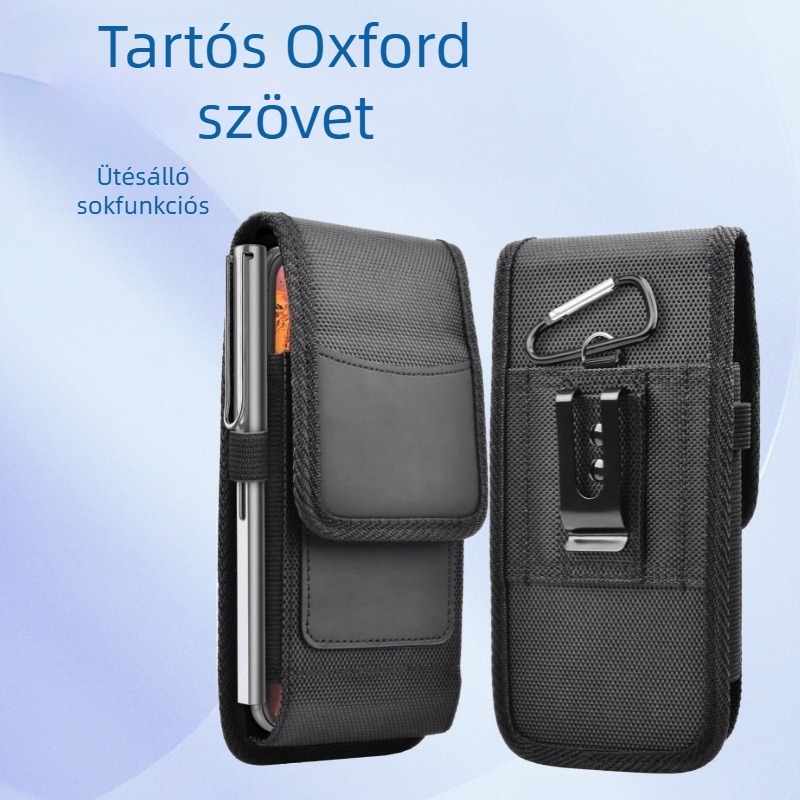 iPhone15 függőleges PRO bőrtok, Oxford szövet, nejlon szövet öv, mobiltelefon övtáska