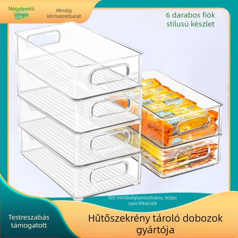 Vastagított, többrétegű, kihúzható kisállat-hűtőszekrény tárolódoboz, élelmiszeripari minőségű, ropogós fiókos szervező, konyhai tárolódoboz